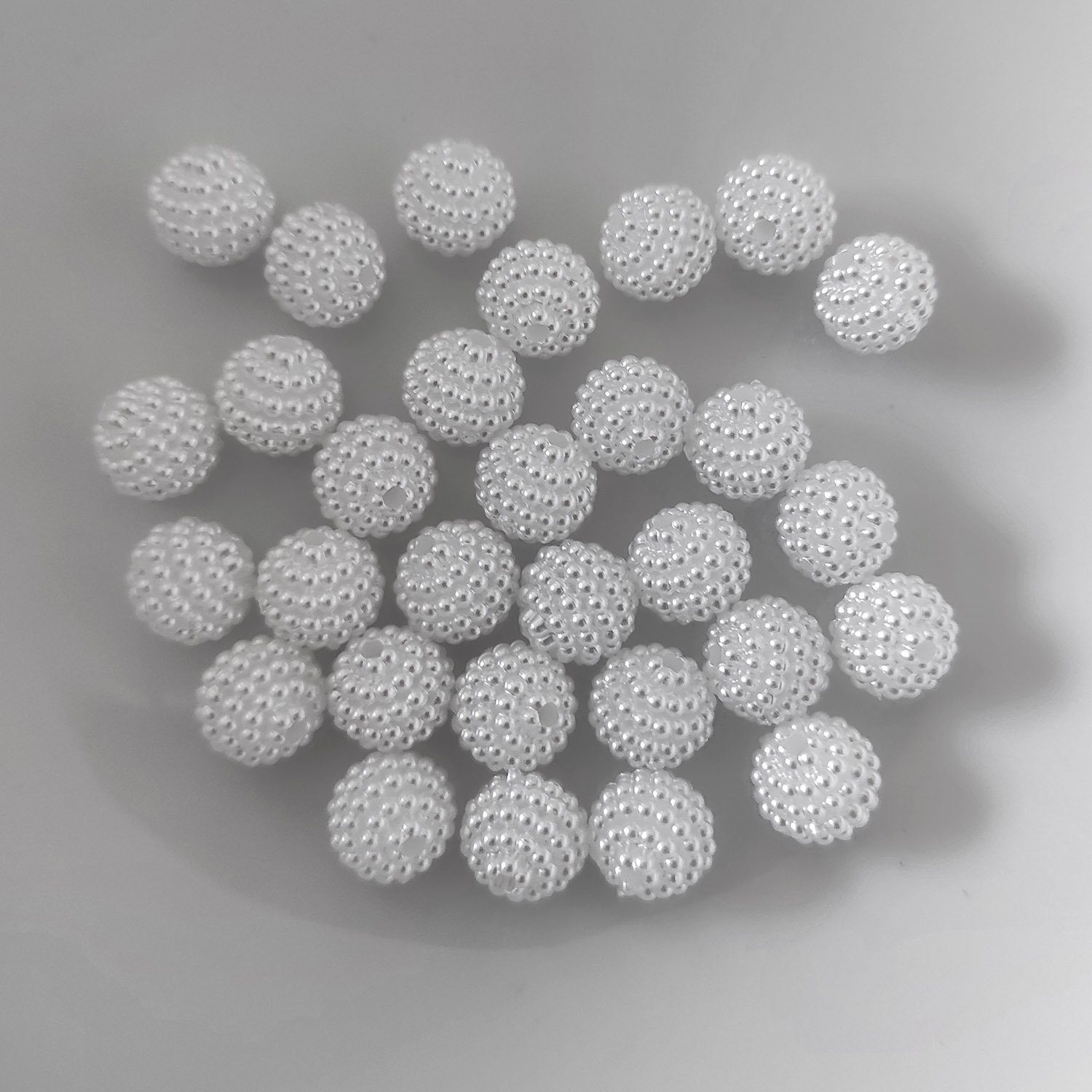 Kopper-24 Bastelnaturmaterial Bubble Perlen rund aus Acryl, 10 mm, 30 Stück, Weiß, (30-tlg)