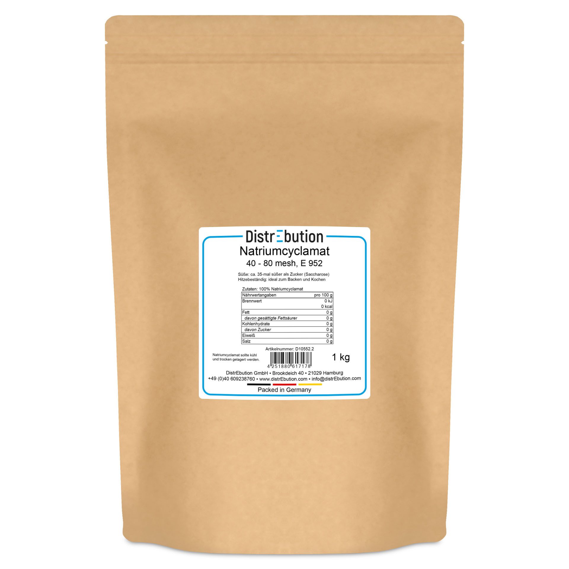 DistrEbution Süßungsmittel Natriumcyclamat Süßstoff Zuckerersatz, Zuckerfrei, hoher Süßkraft, 1000 g, Zuckerfreie Alternative zum Kochen und Backen