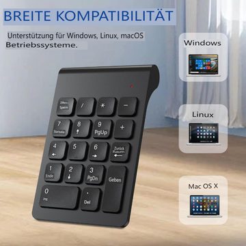 FELIXLEO Kabelloser Ziffernblock, 2,4 G Tragbarer, Mini-Nummernblock18 Tasten USB-Tastatur