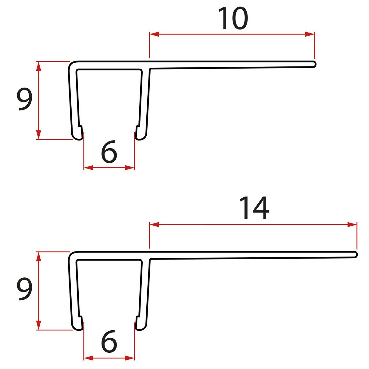 Polysan s.r.o. Duschdichtung Satz vertikaler Dichtungen für 6/6mm Glas, 1900 mm, Polysan-NDAE11