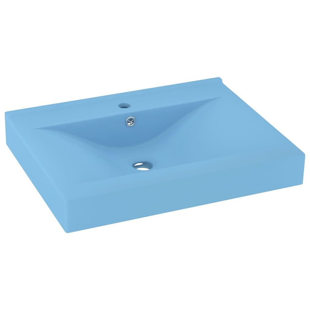 vidaXL Einbauwaschbecken, Luxus-Waschbecken mit Hahnloch Matt-Hellblau 60x46 cm Keramik