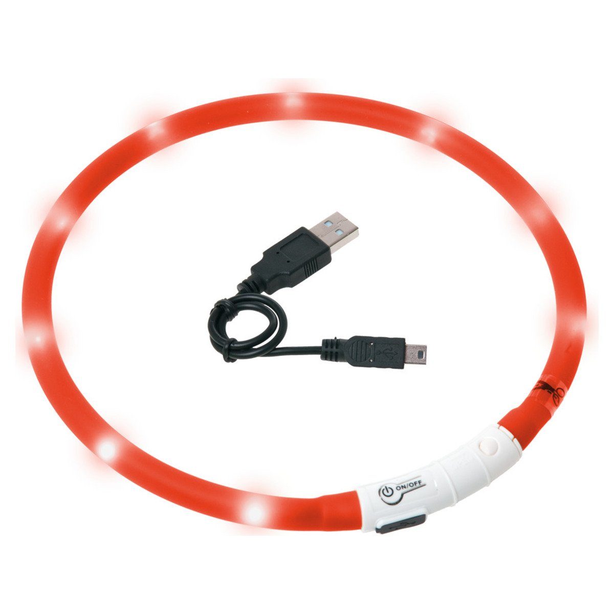 Karlie Leuchthalsband Visio Light - LED Leuchtschlauch rot