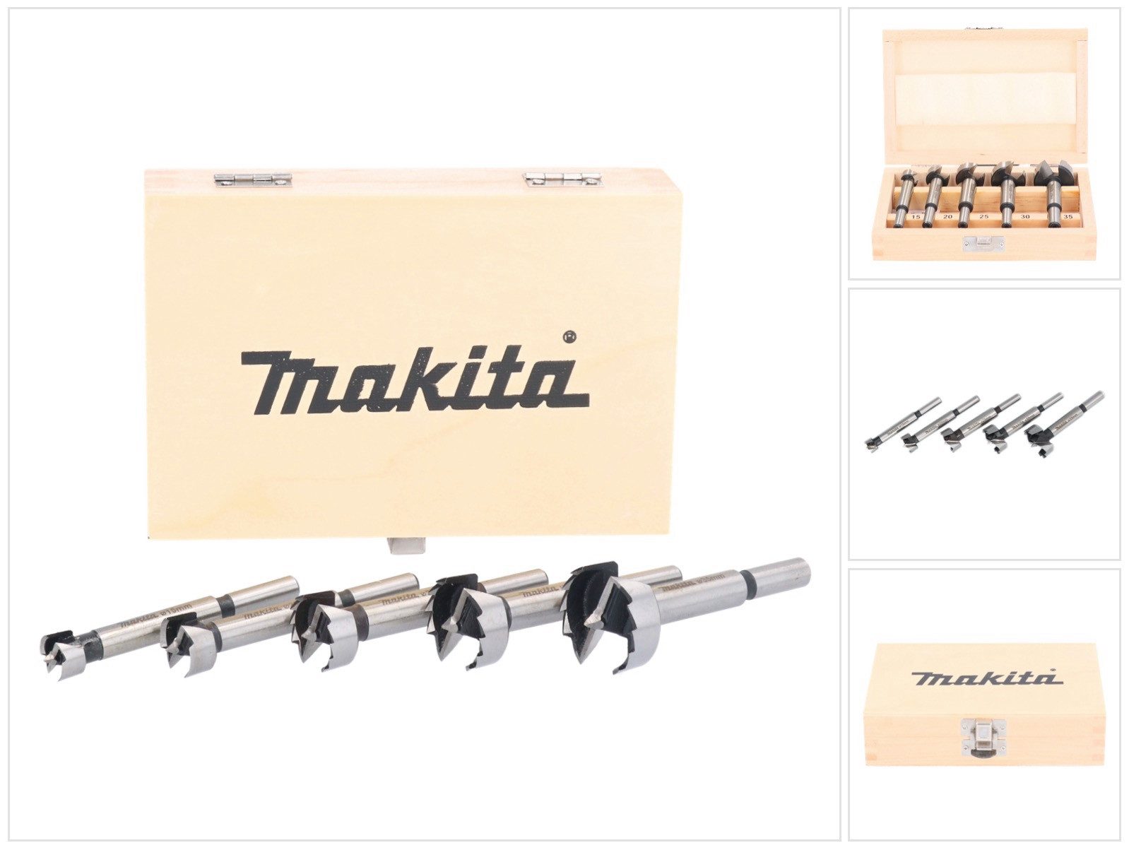 Makita Universalbohrer D-47363 Forstnerbohrer Set 15 - 35 mm 5 tlg. Rundschaft für Holz