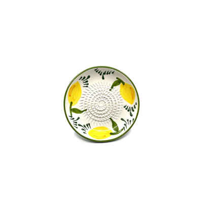 Kaladia Küchenreibe »Reibeteller in weiß mit Zitronenmuster«, Keramik, handbemalte Küchenreibe - Made in Spain