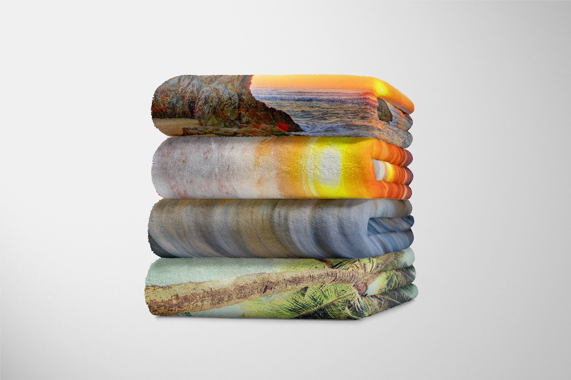 Sinus Art Handtücher Handtuch mit Baumwolle-Polyester-Mix Welle (1-St), Fotomotiv Kuscheldecke Natur Saunatuch Kunstv, Strandhandtuch Handtuch