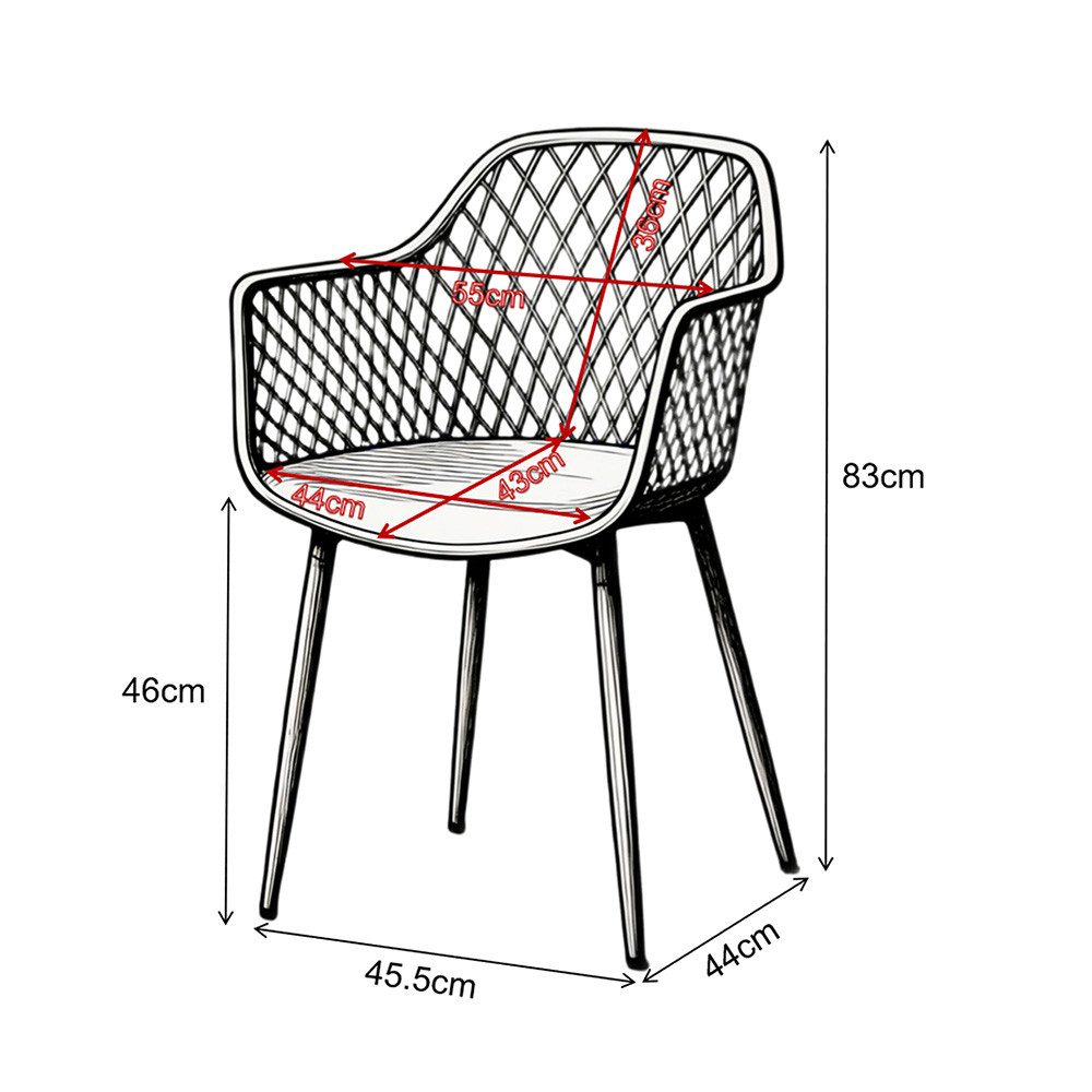 PPkrimnel Gartenstuhl Modern ergonomischer Esszimmerstuhl, Outdoor-Stuhl (6 St), mit Armlehnen, wetterfest & UV-beständig, 6er-Set