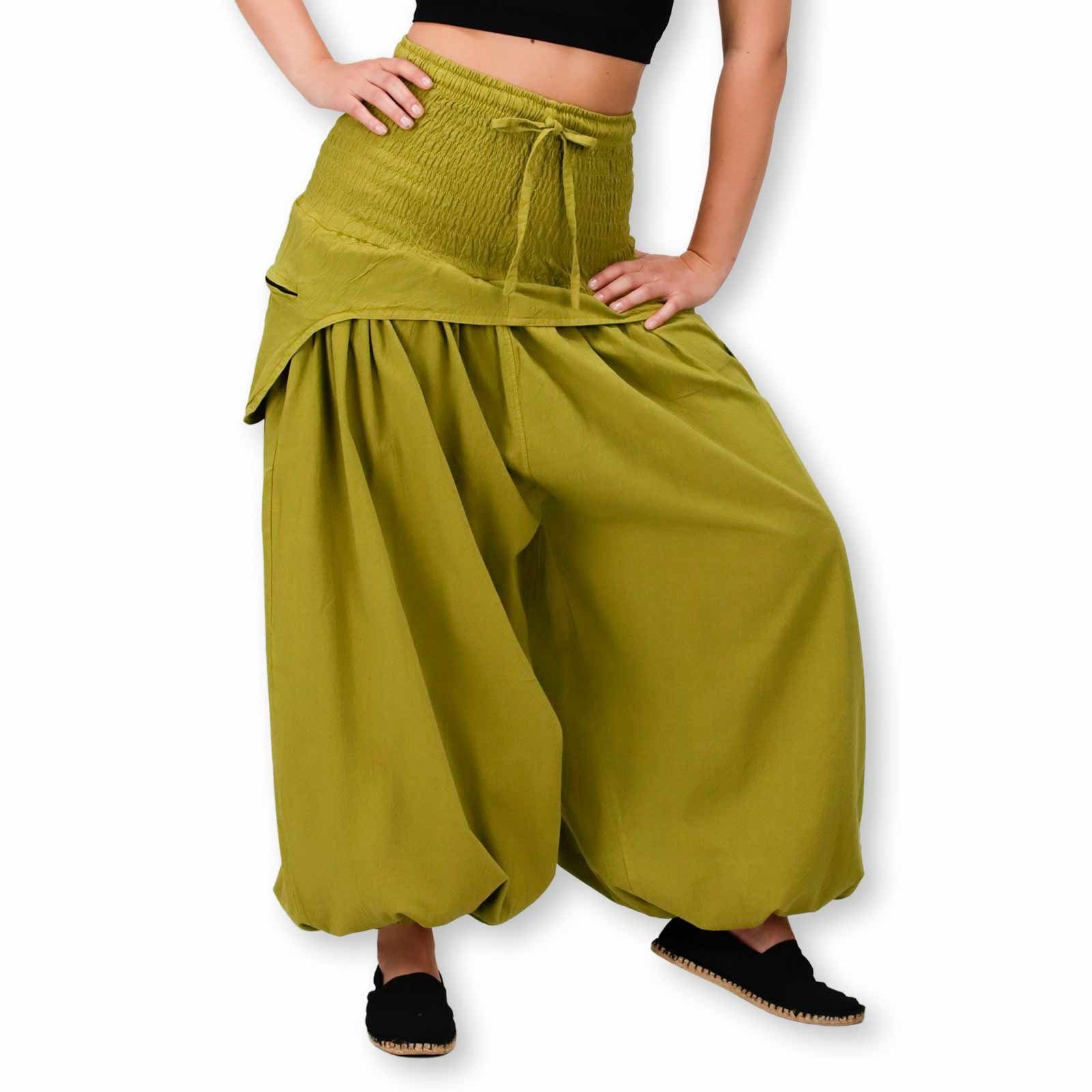 Lemongrün Vintage Haremshose Schürzentaschen Damen / MAGIE UND Hose KUNST Unifarben Haremshose/Jodhpur-Hose Lemongreen praktische