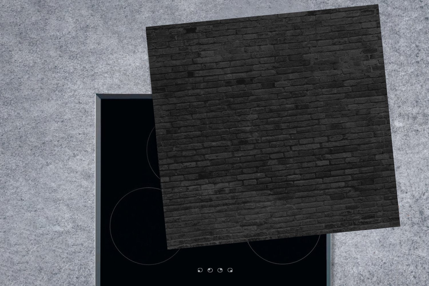 küche Arbeitsplatte Ceranfeldabdeckung, Vinyl, tlg), (1 - - Steine MuchoWow für cm, 78x78 Schwarz Mauern, Herdblende-/Abdeckplatte
