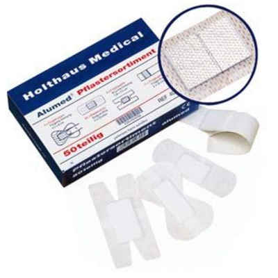 Holthaus Medical Wundpflaster Alumed® Pflastersortiment, 50 Stück mit 5 Sorten, Packung