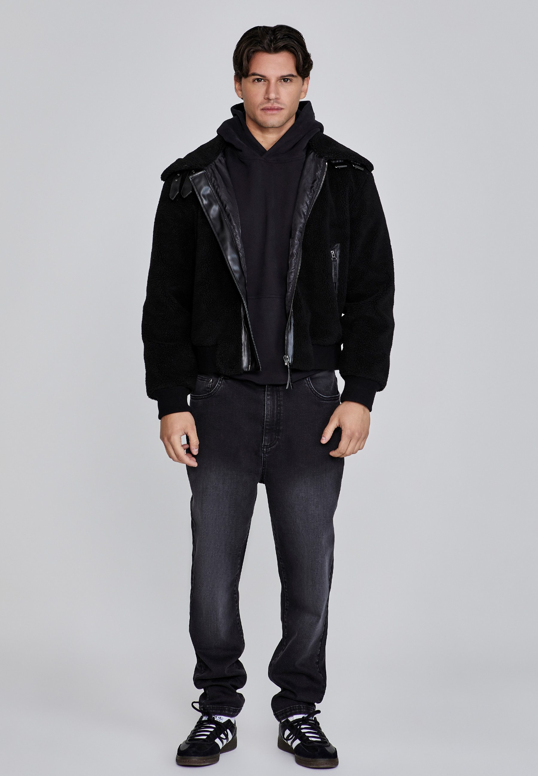 Siksilk Bomberjacke SikSilk Herren Schwarze Sherpa günstig online kaufen