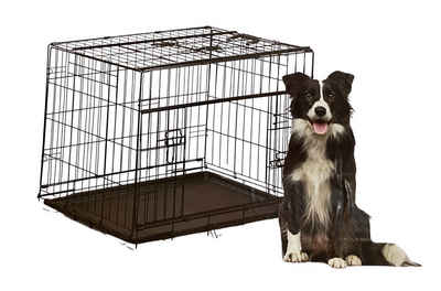 Vadigran Hundekäfig, Kleintier Transportbox Drahtkäfig 91x61x69cm schwarz