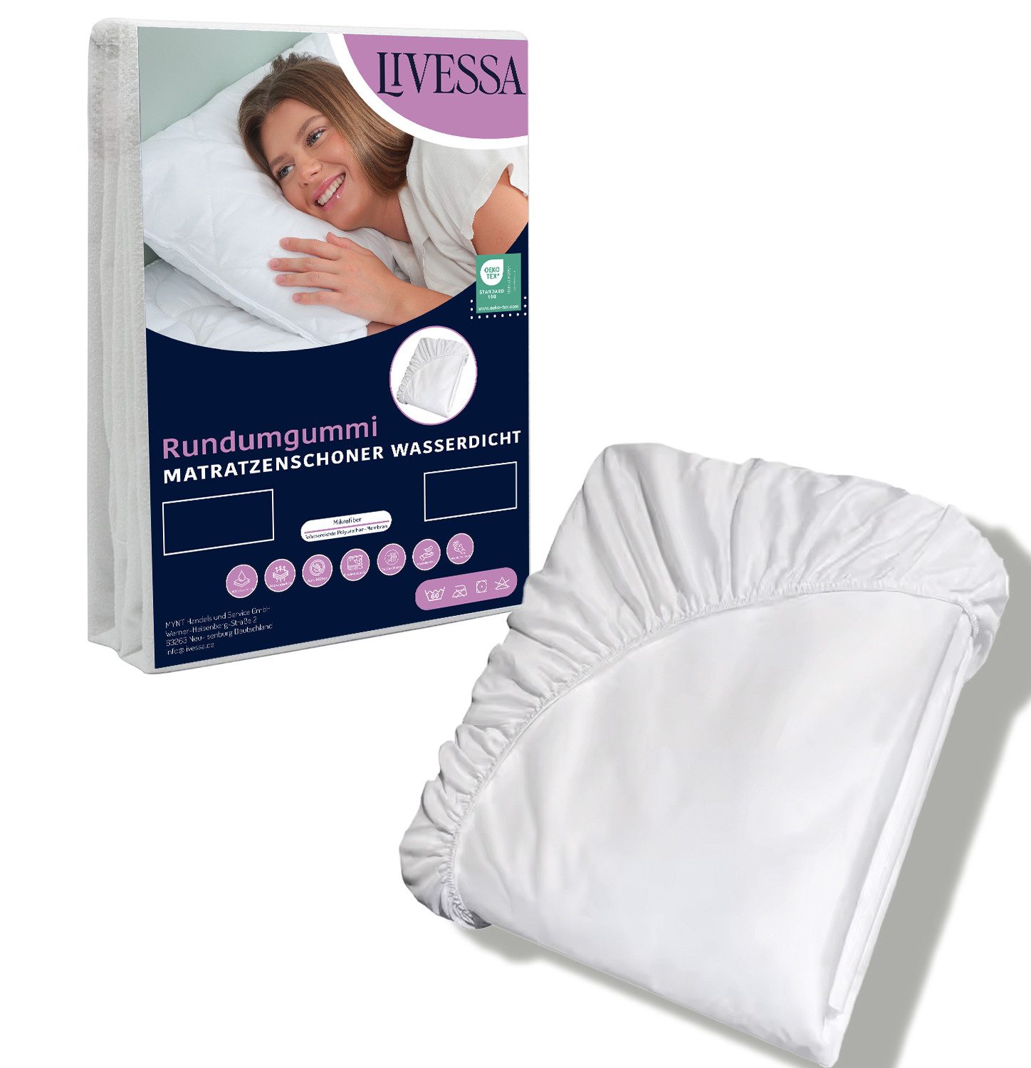 Inkontinenzauflage Matratzenschoner Rundumgummi Matratzenauflage wasserdicht livessa, 11 GRÖSSEN 100% WASSERDICHT / ATMUNGSAKTIV