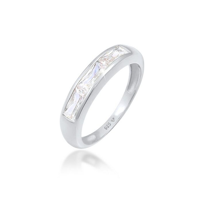 Elli Fingerring Zirkonia Funkelnd Rechteck 925 Silber Kristall Ring