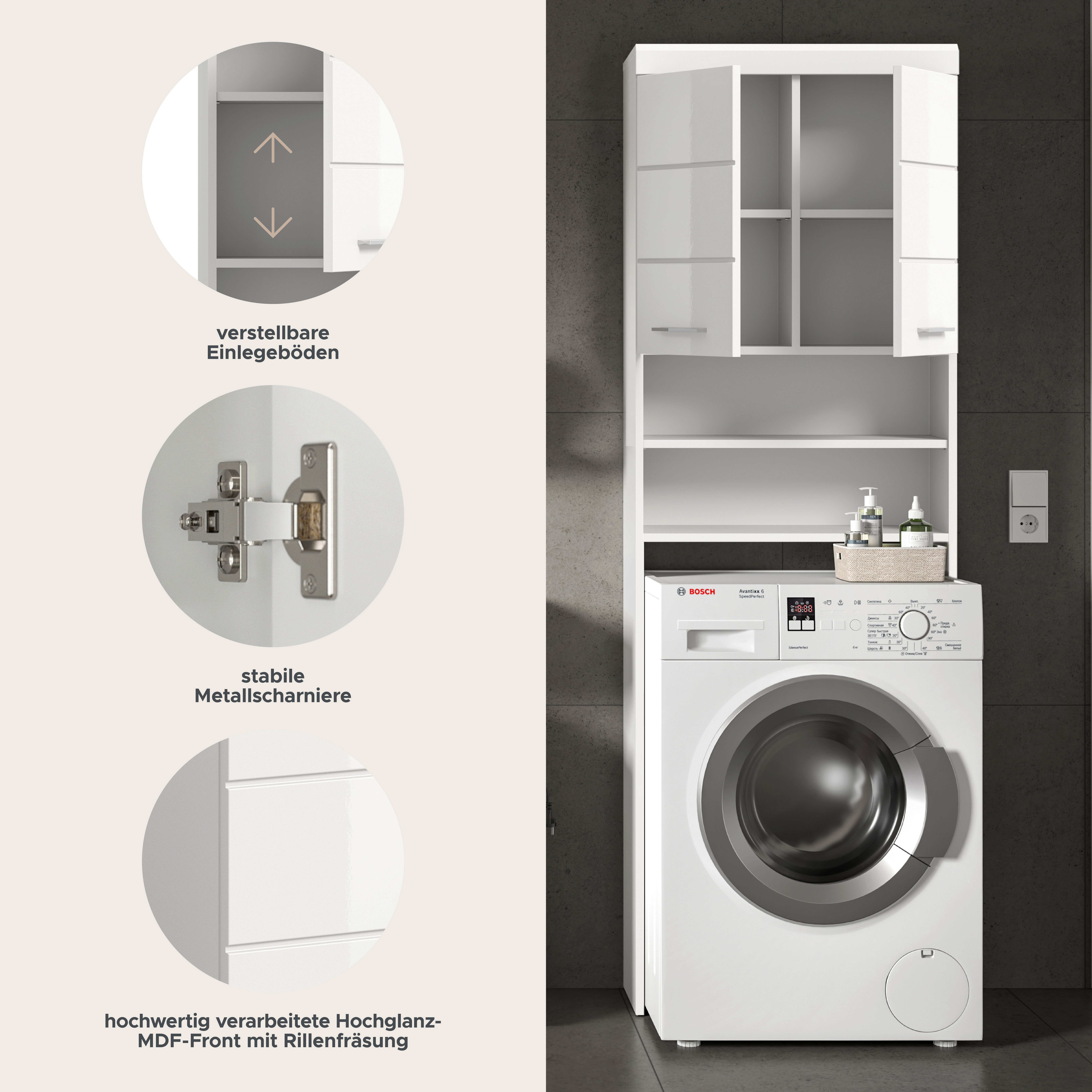 furnling Waschmaschinenumbauschrank Scott 2 offene Fächer, 2 Türen, platzsp günstig online kaufen