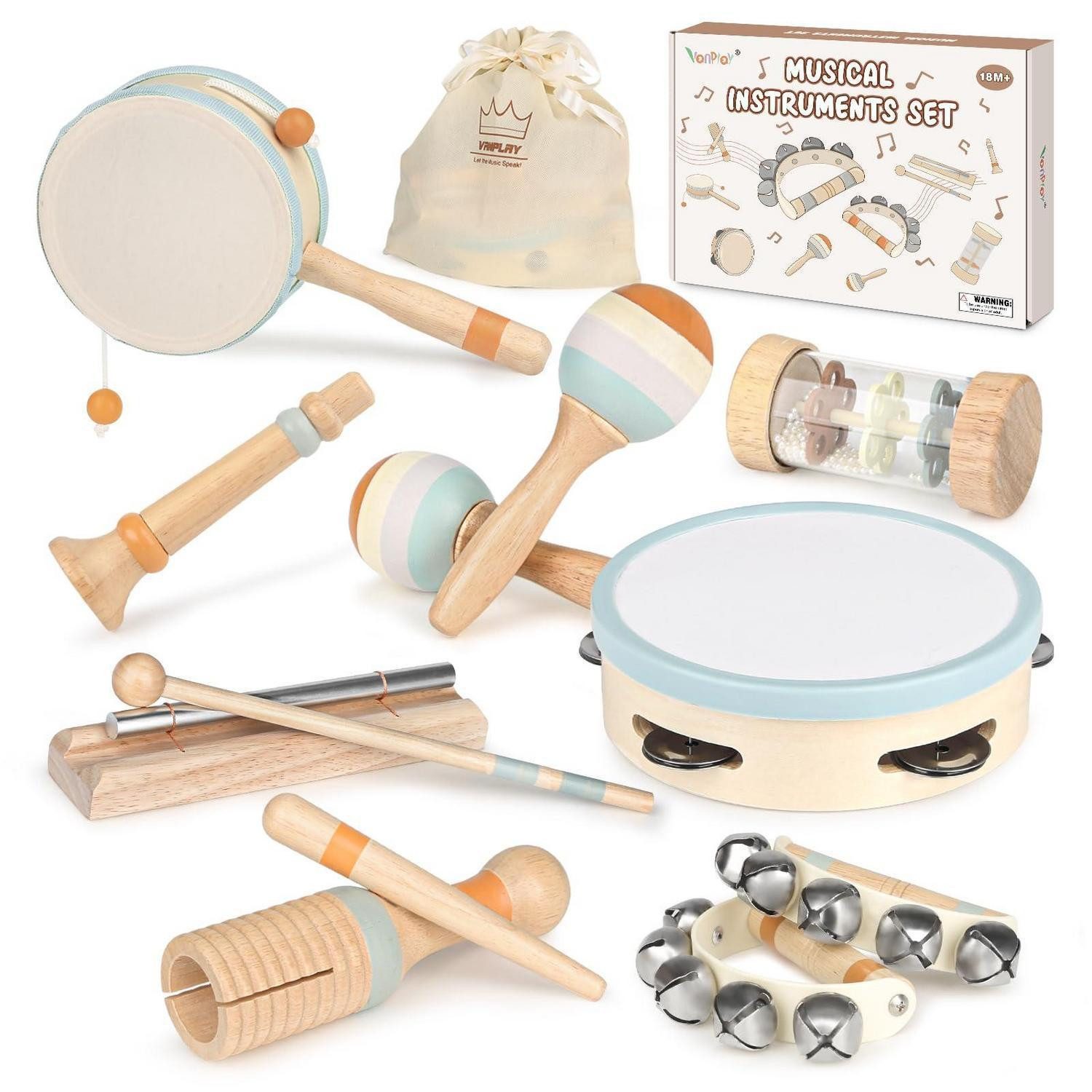 LuxusKollektion Spielzeug-Musikinstrument Musikinstrumente Kinderspielzeug Holz Neutrales Musikspielzeug-Set
