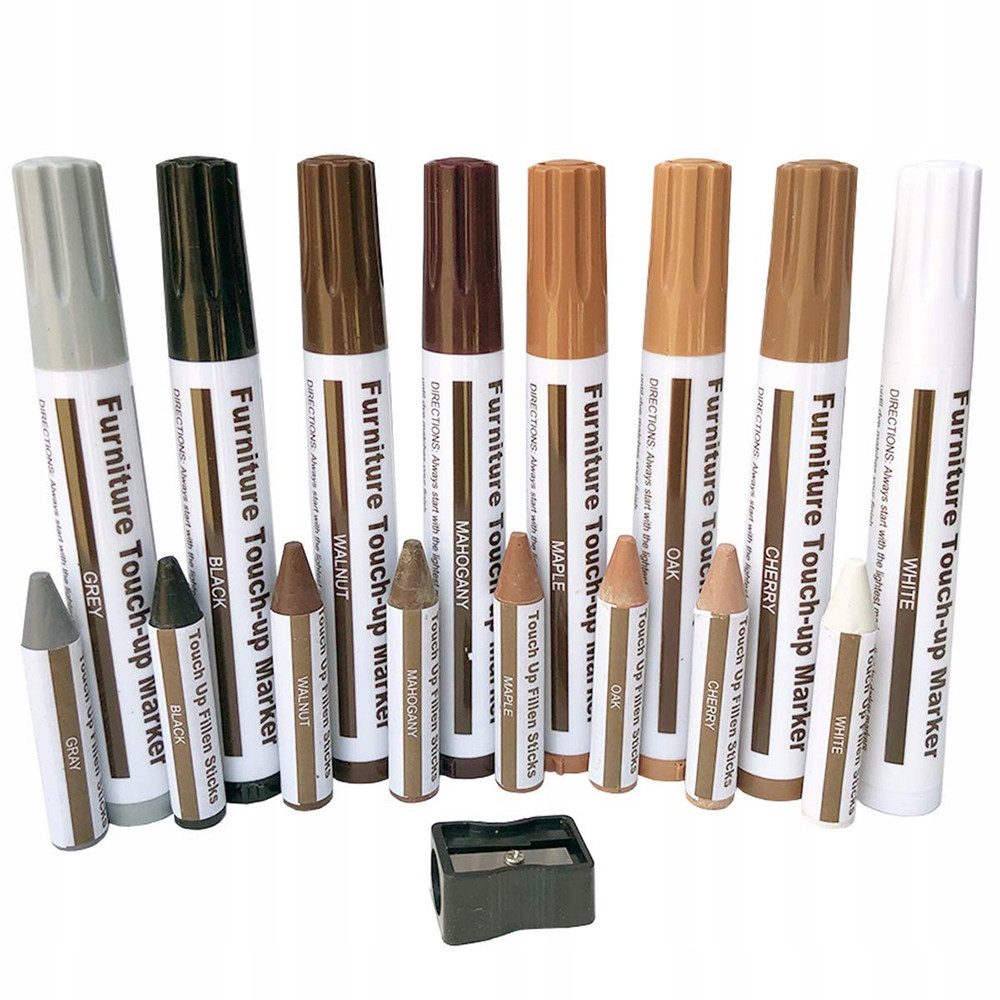 VERK GROUP Marker Möbel Marker Holz Wachsstifte Kratzer Reparaturset 12/16-tlg., (16-tlg), Wachsstifte und Farbmarker, Farben mischbar