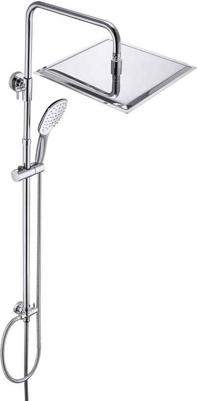 JOHO Duschsystem Duschset ohne Armatur, Chrom Duschstangeset Duschsäuleset, Regendusche Duschsystem mit Duschkopf aus rostfreiem Edelstahl 30x30cm
