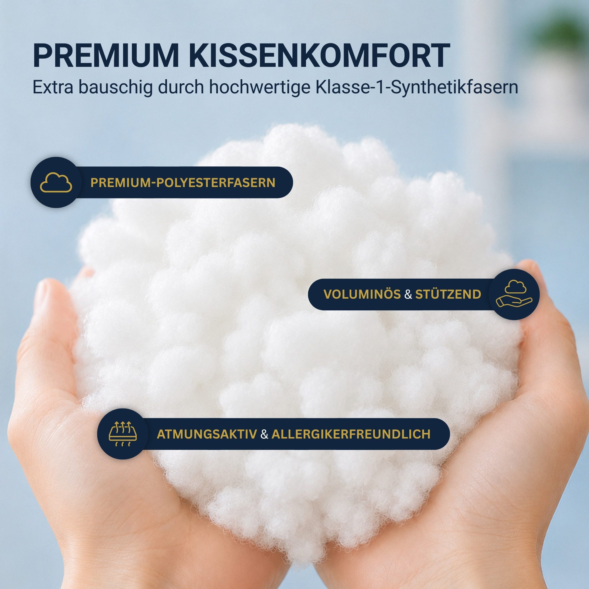 Bestlivings Dekokissen Premium Innenkissen (2er-Pack), Polyesterfüllung Klasse 1, extra bauschig, formstabil, 30°C waschbar