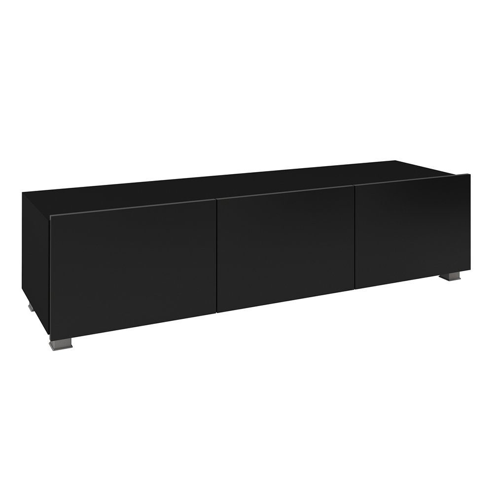 Lomadox Lowboard CAIRNS-132, in schwarz Hochglanz, Modern, grifflos günstig online kaufen