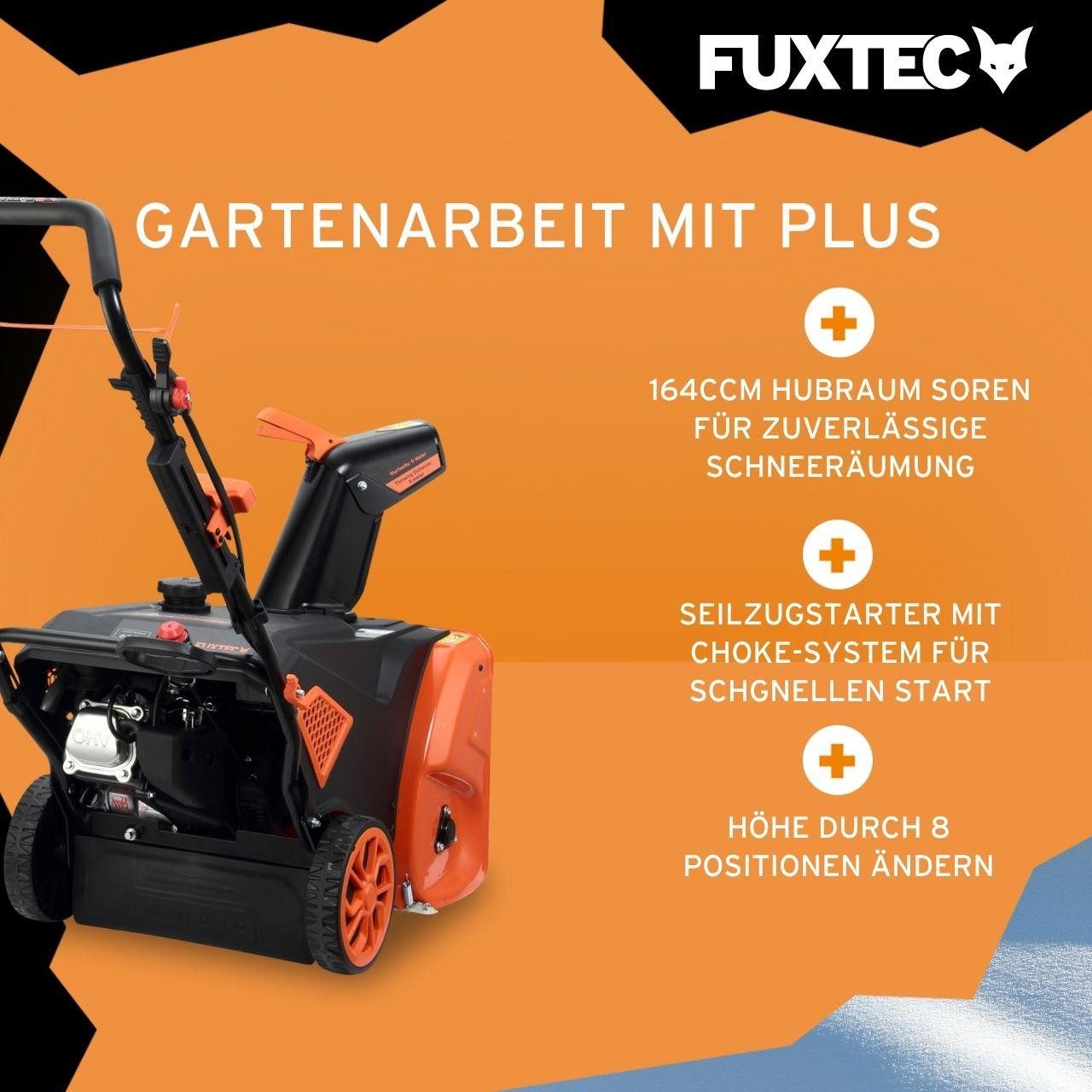 FUXTEC Benzin-Schneefräse FX-SF1165, 53 cm Arbeitsbreite, verstellbarer Auswurfschacht, Seilzugstarter mit Primer & Choke-System