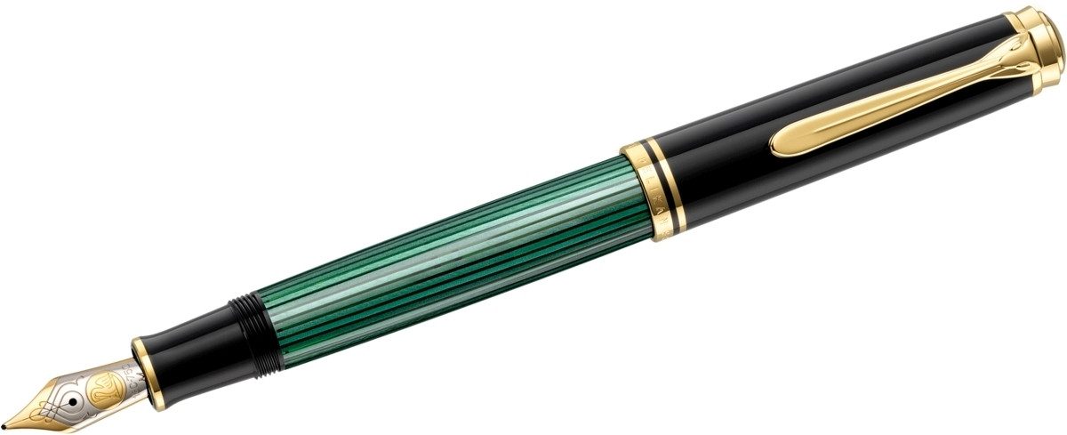 Pelikan Фонтаны Kolbenfüllhalter Souverän M800 Feder EF schwarz/grün