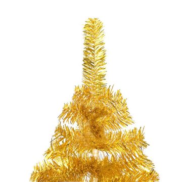 vidaXL Künstlicher Weihnachtsbaum Künstlicher Weihnachtsbaum Beleuchtung & Kugeln Gold 150 cm PET