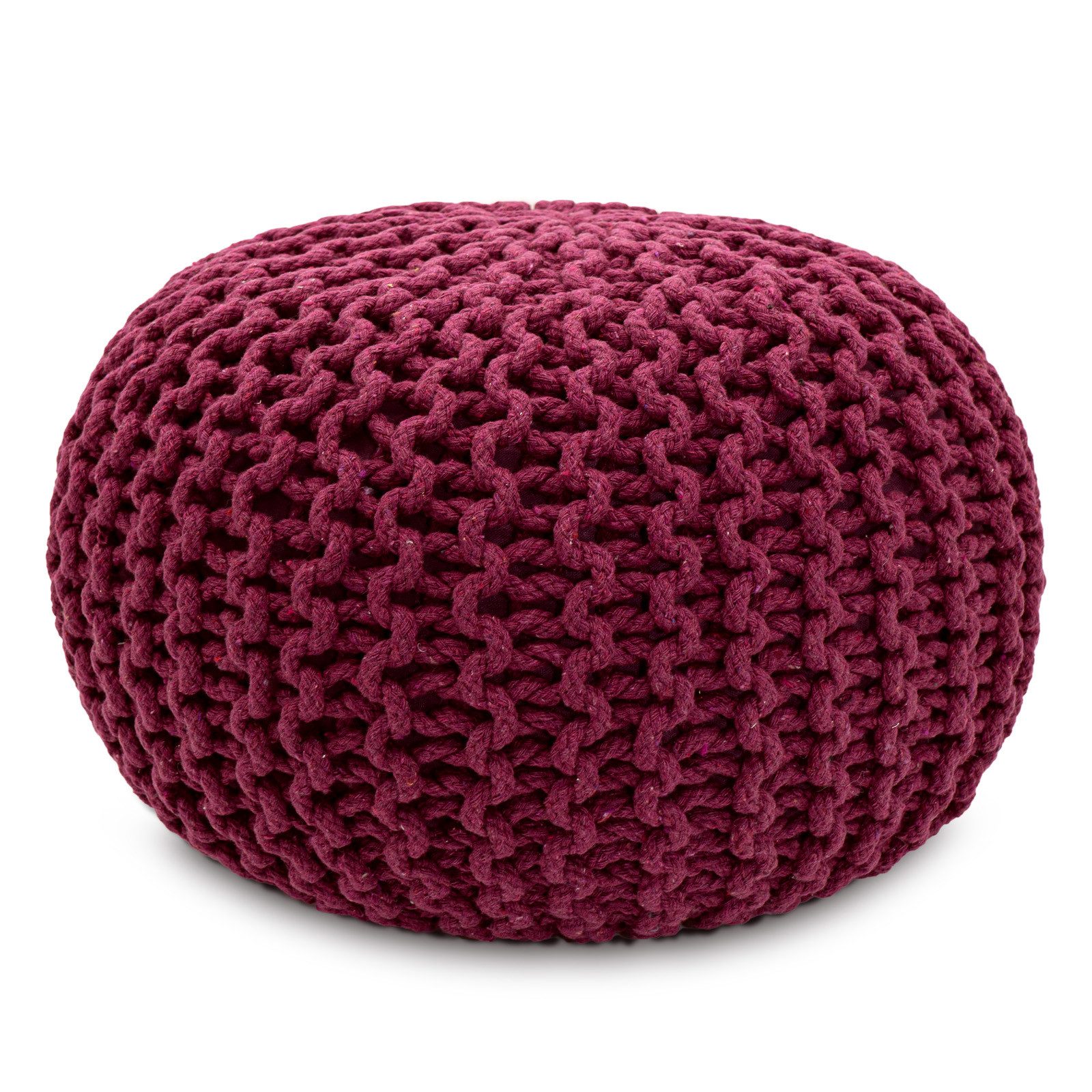 Amagohome Sitzhocker Sitzpouf Strickhocker Pouf Ø45 H30cm Bodenkissen Indoor Baumwolle recy