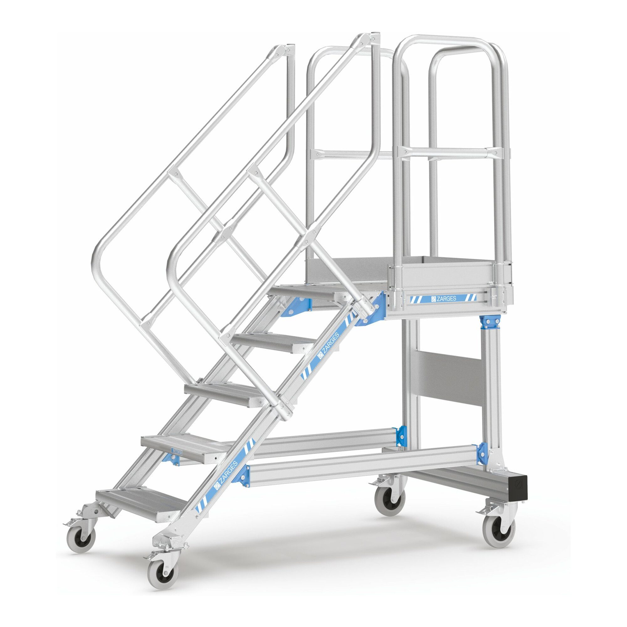 Zarges Treppenstufe ZARGES Plattformtreppe fahrbar 60° 9 Stufen, 600 mm x 2.25 m 60 Grad b