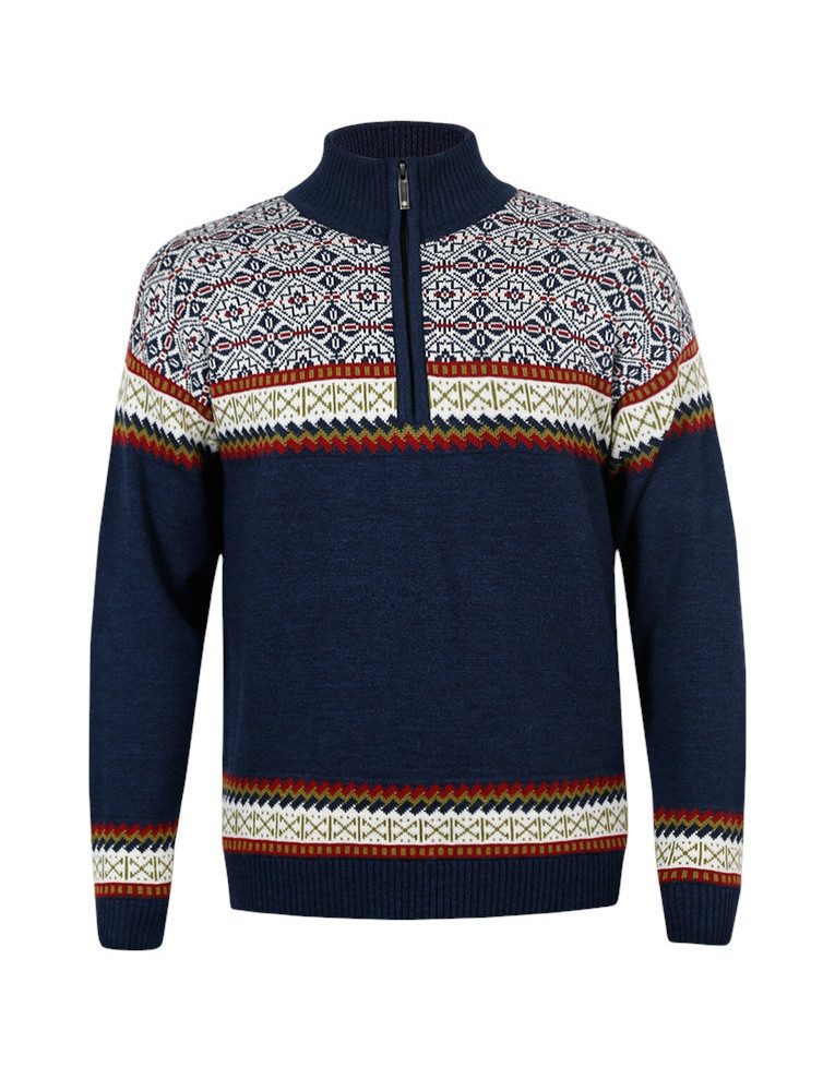 kama Sweater Pullover 4097 Half Zip mit Nordischen Muster (Merinowolle, sehr warm)