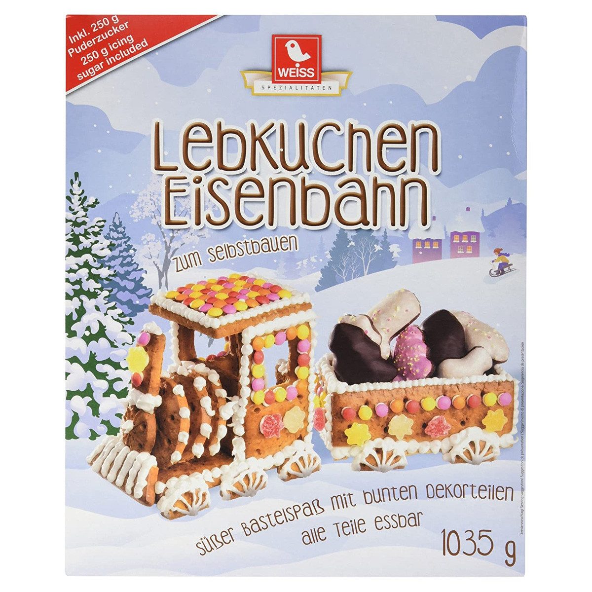 WEISS Süßigkeit, Weiss Lebkuchen Eisenbahn zum Selbstbauen süsser Bastelspass 1035g