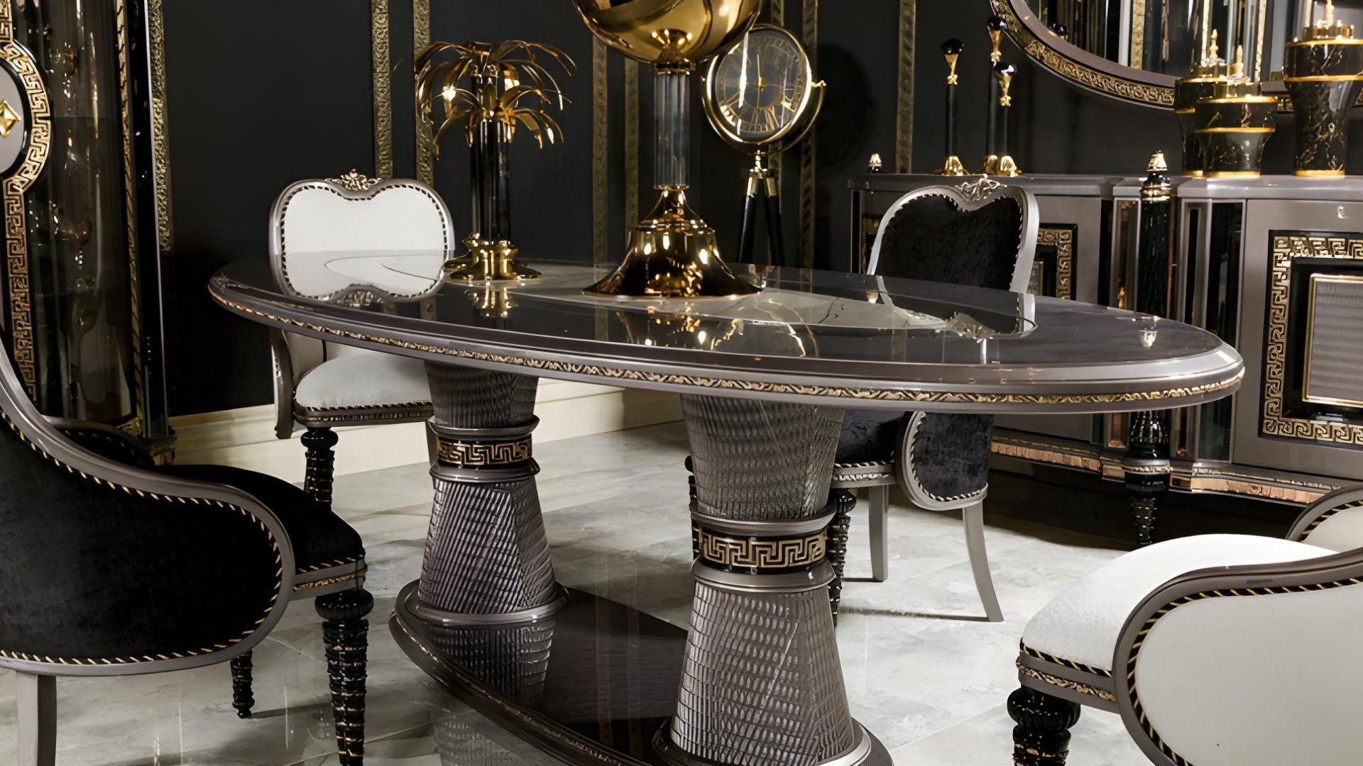 Xlmoebel Esstisch XLMOEBEL Holzesstisch in Silber, oval und elegant, Made in Europa