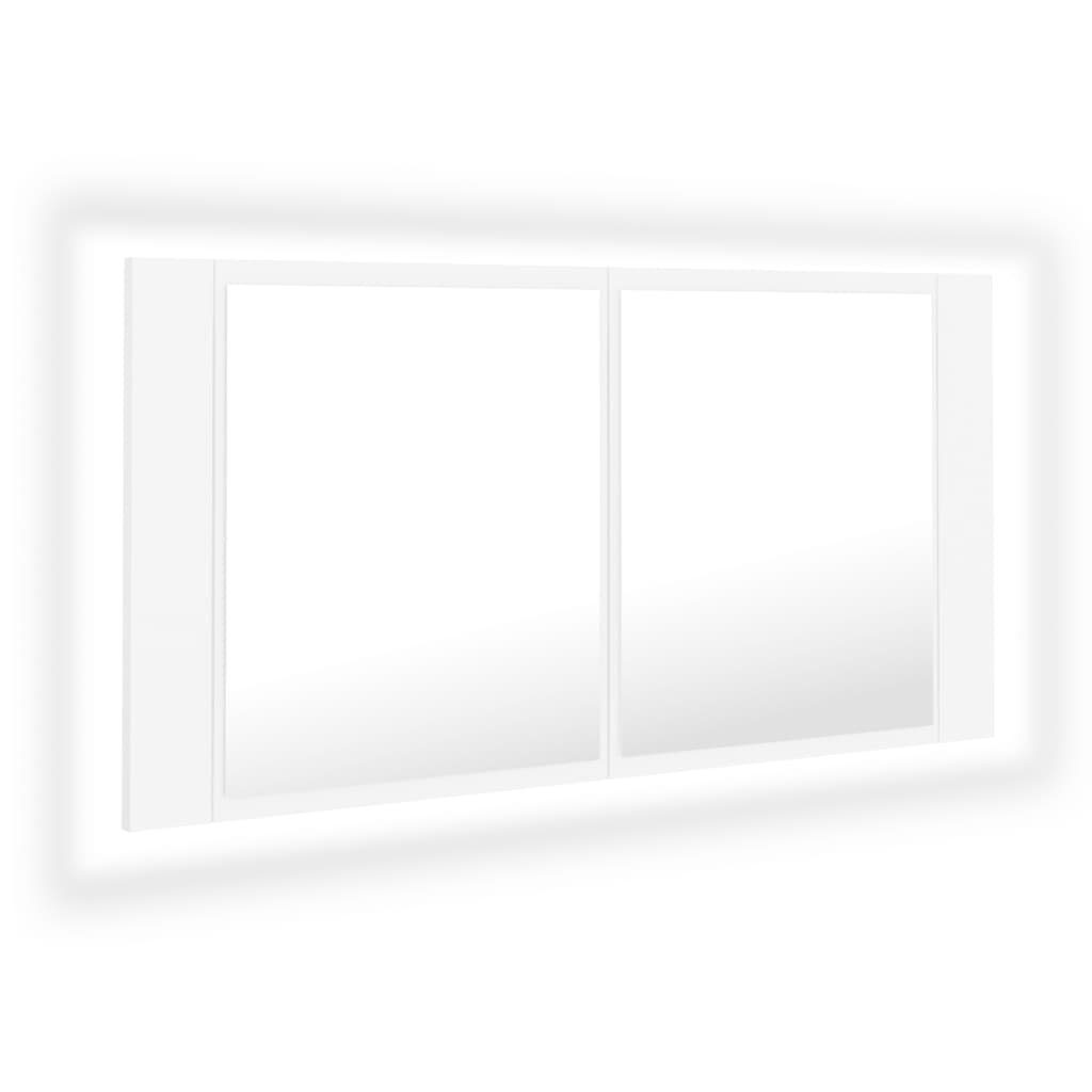 vidaXL Badezimmerspiegelschrank LED-Bad-Spiegelschrank Weiß 90x12x45 cm Acryl (1-St)