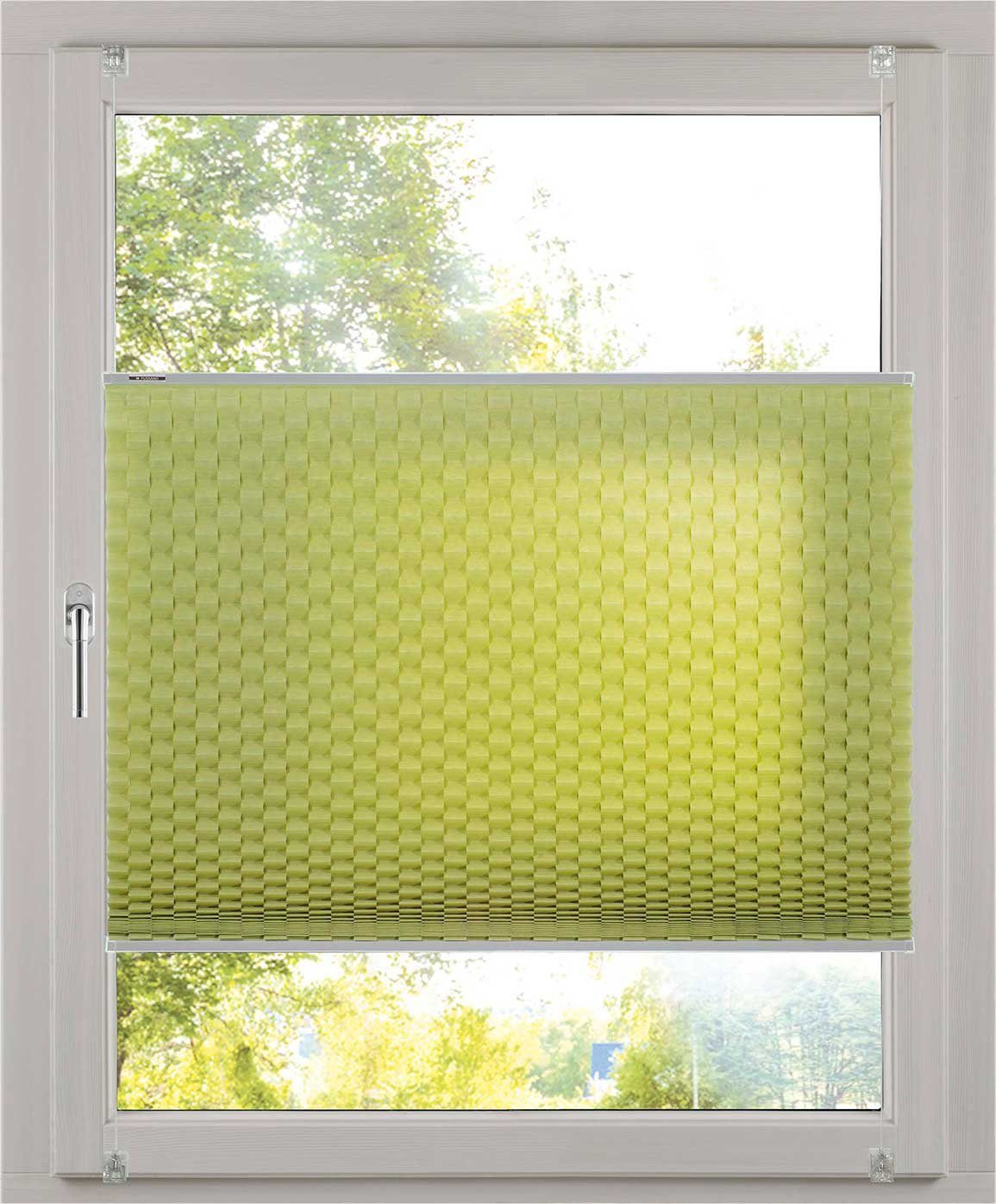 Plissee Diamantplissee von K-home, Einzigartiger 3D-Effekt, K-HOME, Anbringung mittels Klemmträgern oder Klebepads, Klemmfix, 3D-Effekt Olive