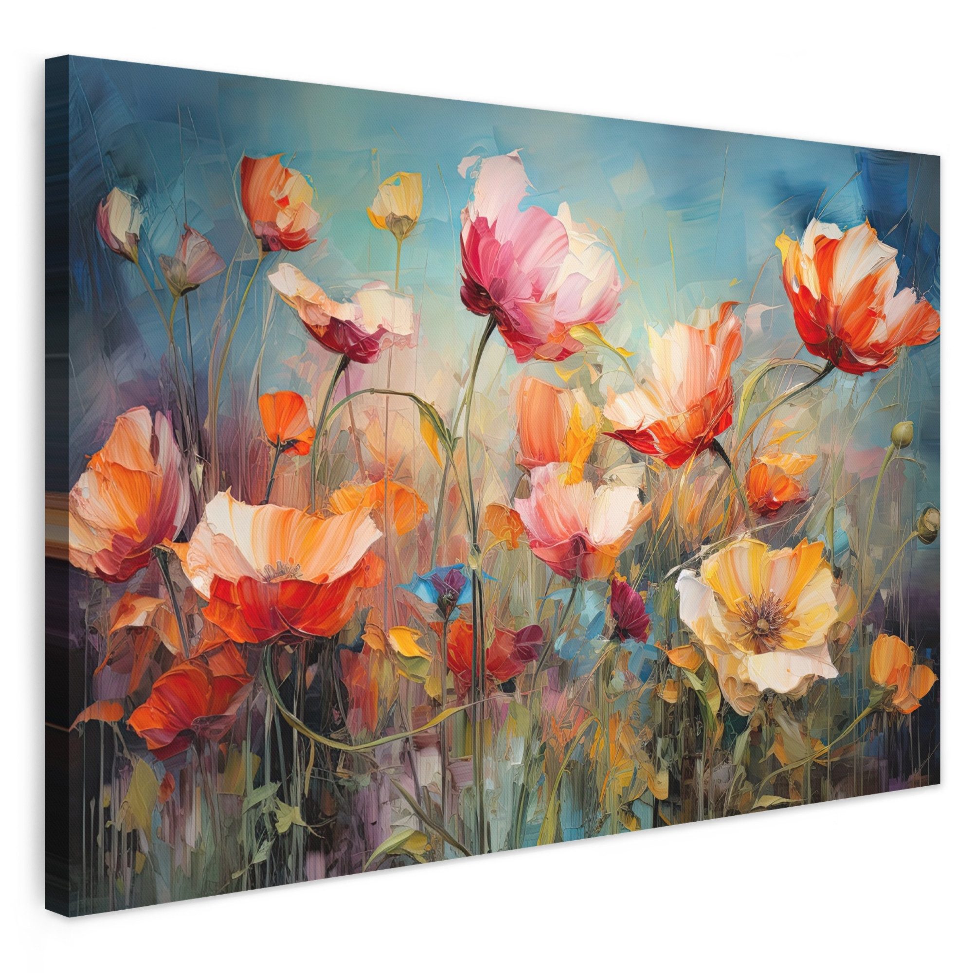 OneMillionCanvasses® Leinwandbild Blumen - Aquarell - Kunst - Botanisch - Natur, Fotodruck (1 St), Wandbild XXL für Wohnzimmer Küche 120x80 cm