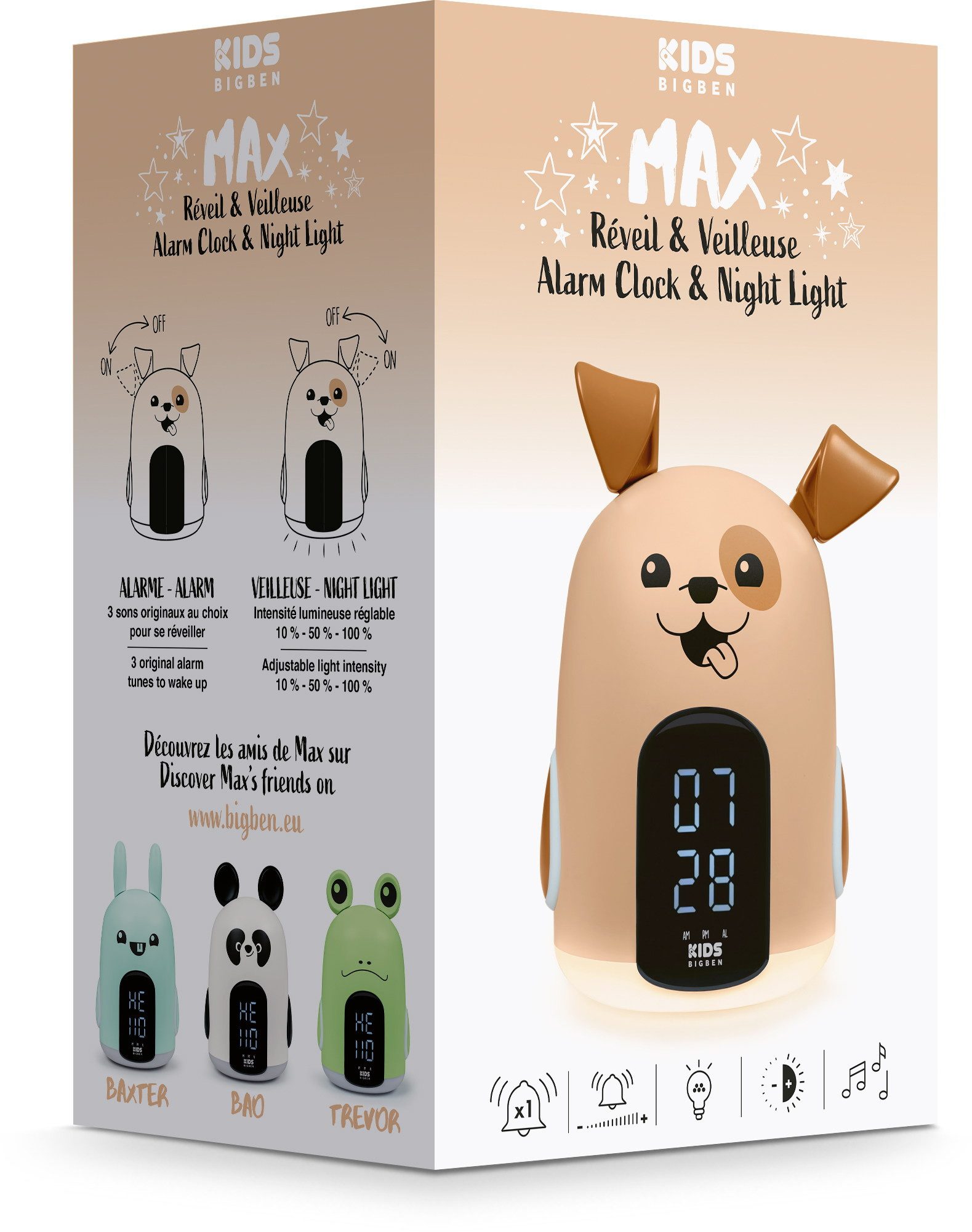 BigBen Kinderwecker Kids Wecker und Nachtlicht HELLO Dog Hund dimmbares Display AU388152