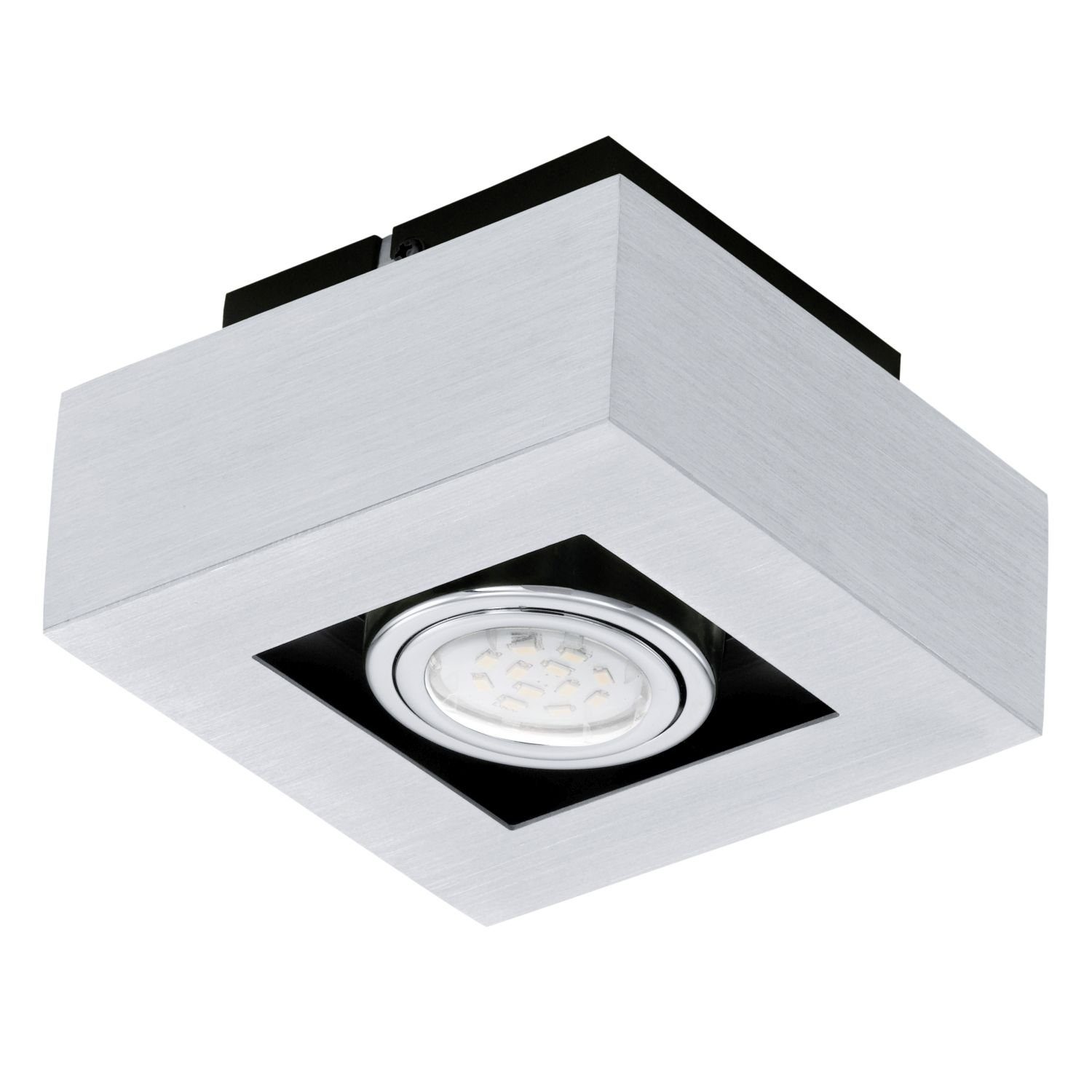 Licht-Erlebnisse Deckenleuchte LOKE 1, Metall GU10 Warmweiß, K Deckenlampe Aluminium Modern 3000 eckig