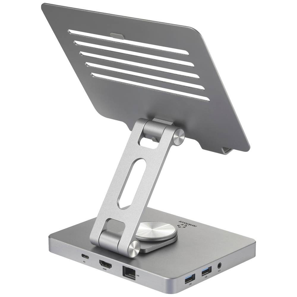 Renkforce Laptop-Dockingstation Tragbarer 9-in-1 Tablet-Ständer mit Dockingfunktion, 360 RF-5628786, integrierte Halterung
