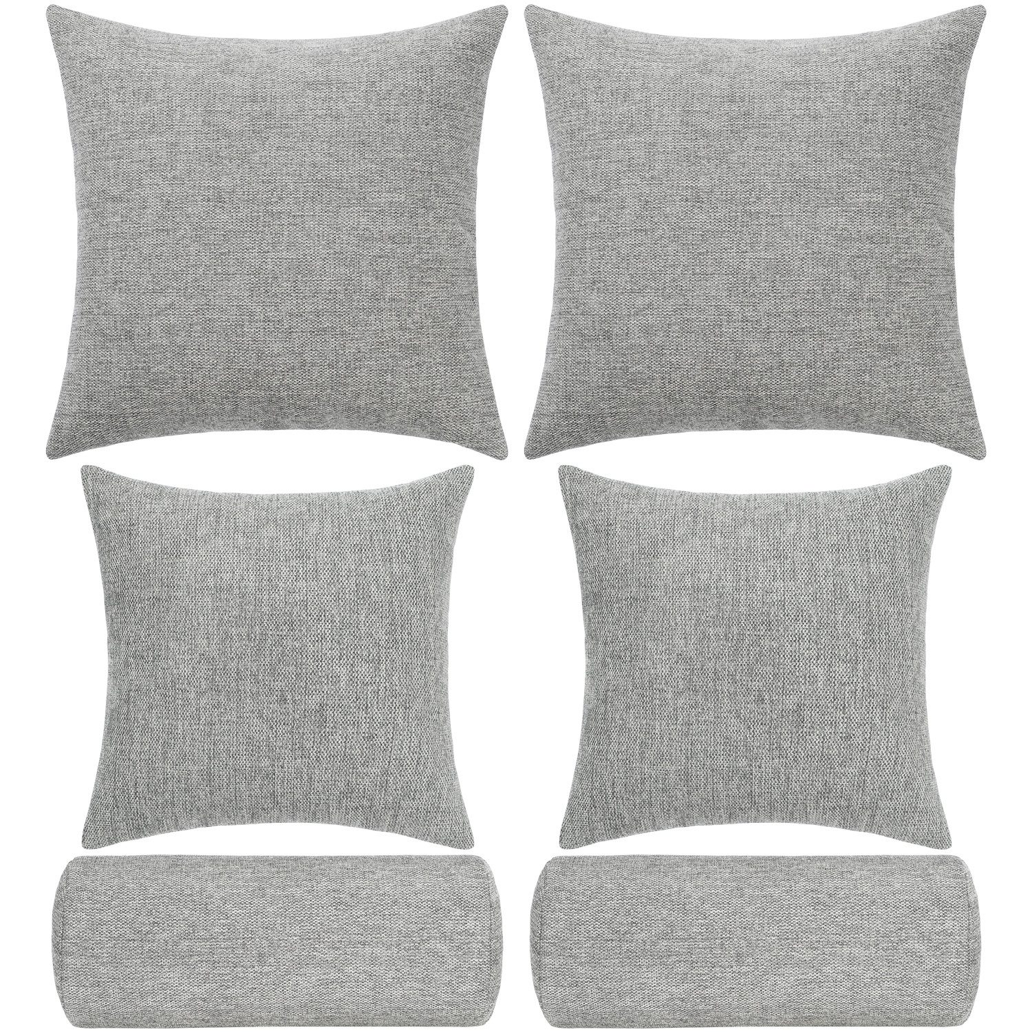Selfitex Sofakissen 6-tlg. Kissen Set, 2x großes Kissen/2x kleines Kissen/2x Nackenrolle, (6er Set, 2x 60x80 cm, 2x 50x50 cm, 2x 19x65 cm), für Sofa, Couch, Bett oder als Polster jeglicher Art