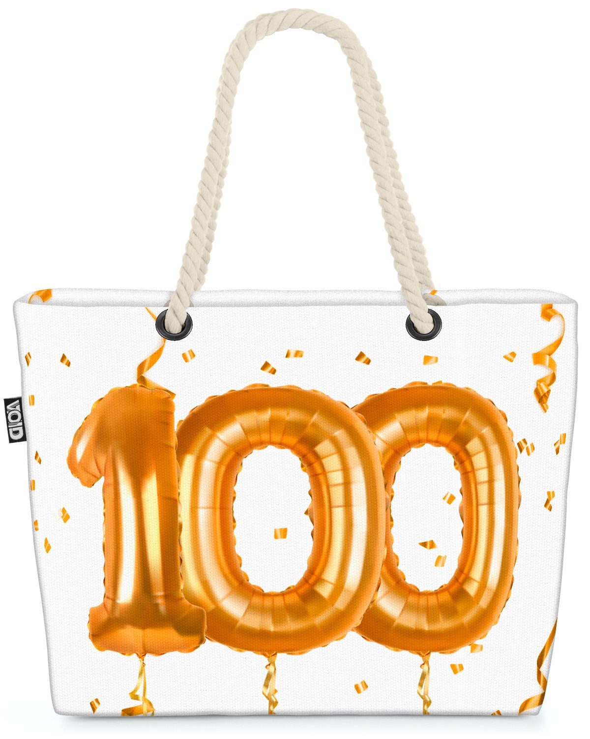 VOID Strandtasche (1-tlg), Party Ballons Feiern 100 Jubiläum Kranz Geburtstag Hochzeit Jahreszah