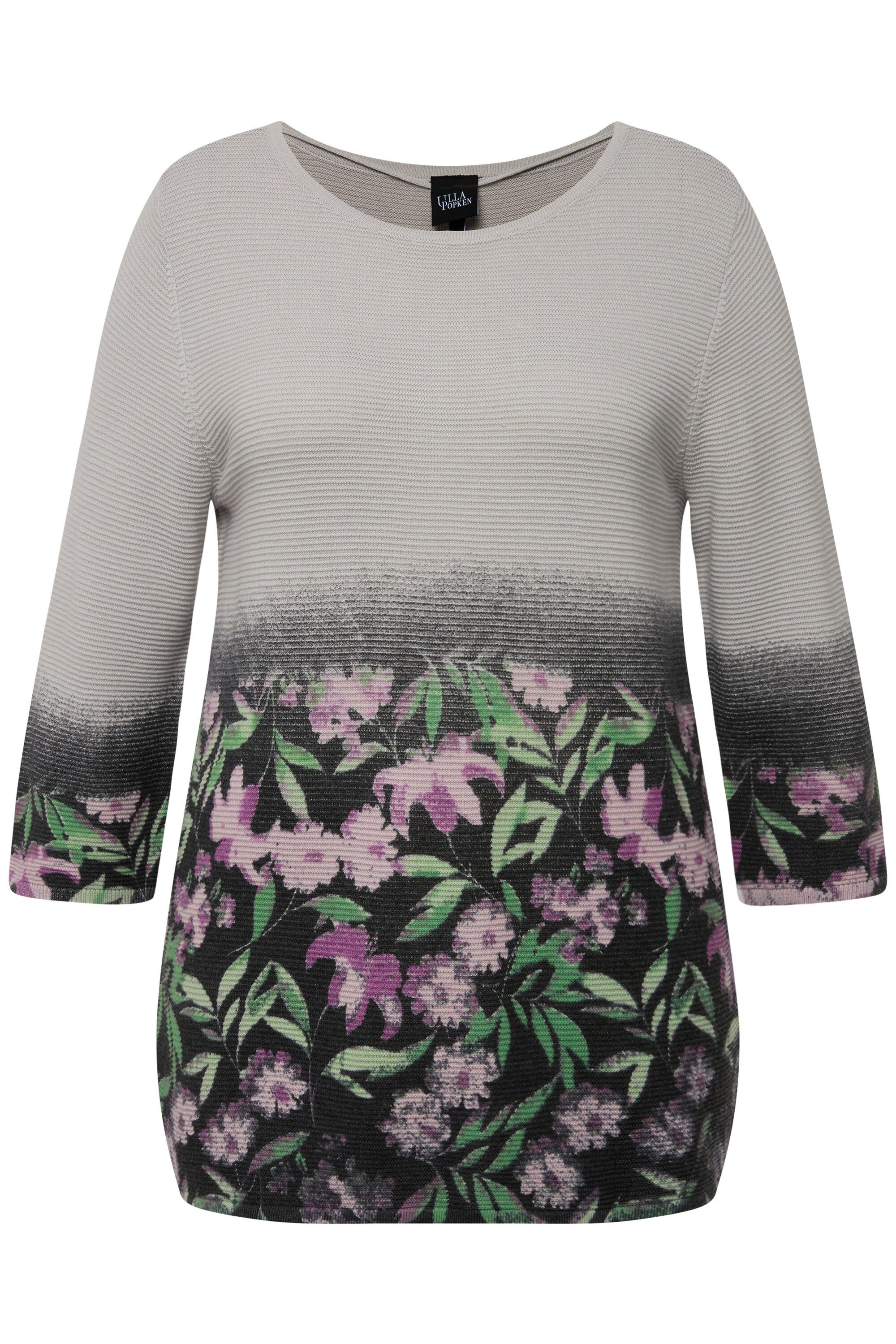 Ulla Popken Strickpullover Pullover Blüten Krausstrick günstig online kaufen