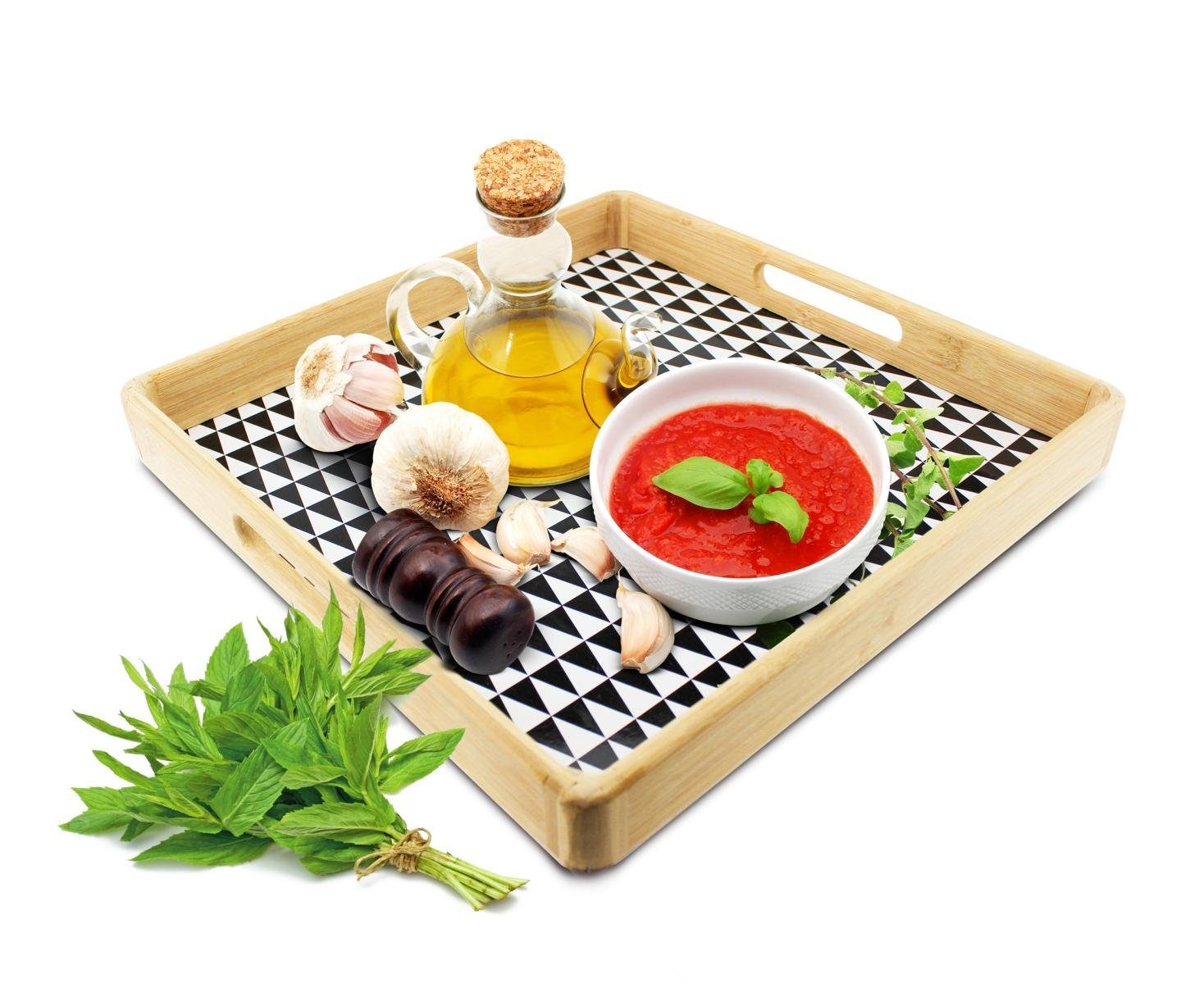 Sendez Tablett Serviertablett mit Motiv Holztablett Tablett Servierplatte, Holz, (1-tlg)