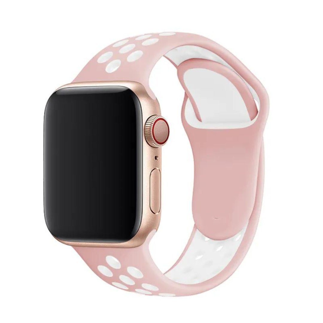SmartUP Uhrenarmband Sport Silikon Armband für Apple Watch 1/2/3/4/5/6/7/8 SE Ultra, Sportband 38/40/41mm 42/44/45/49mm, Silikon Ersatz Armband #11 Rosa