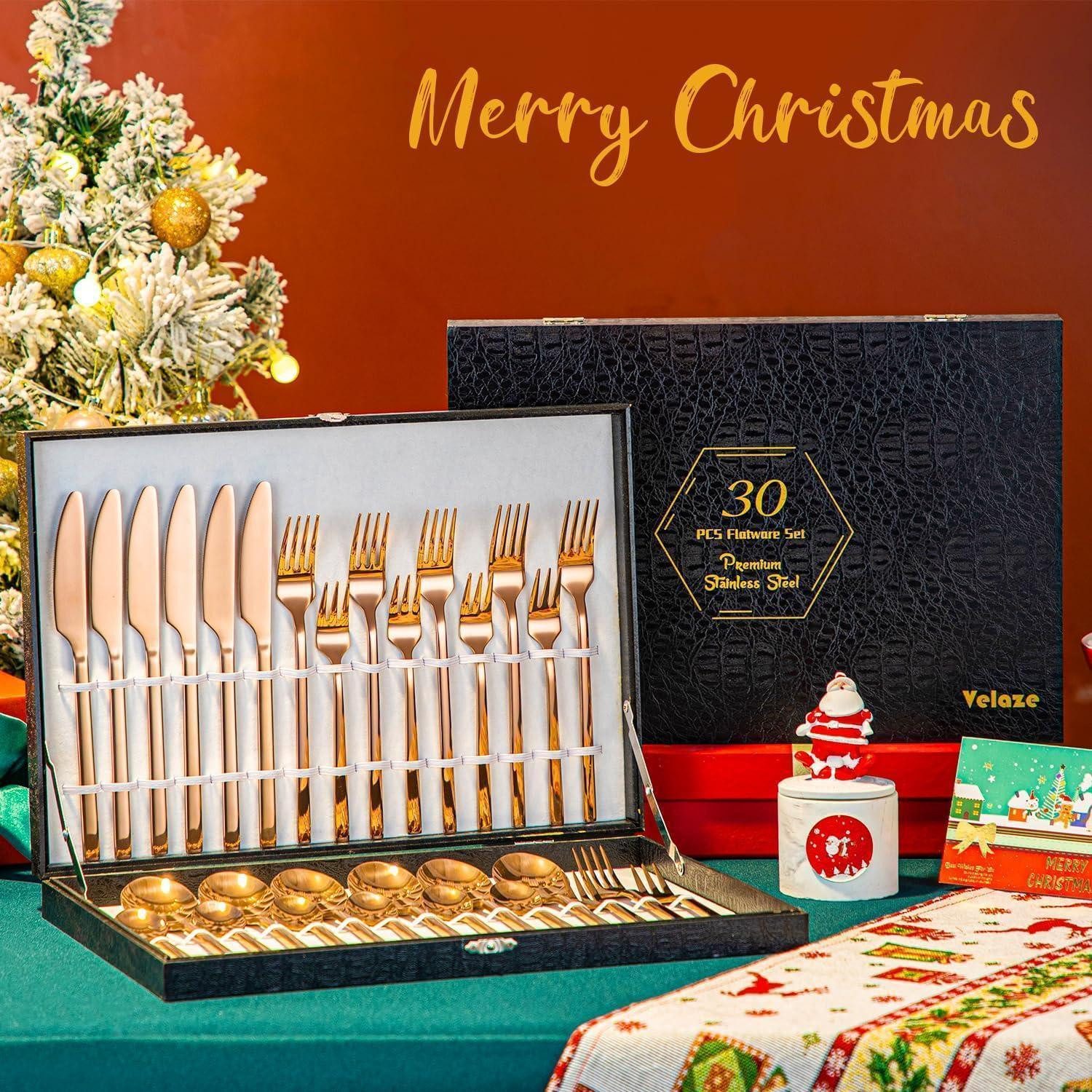 LuxusKollektion Salatbesteck Besteckset 30teilig Edelstahl 1810 Esslöffel 30pcs 6 Personen Rosegold