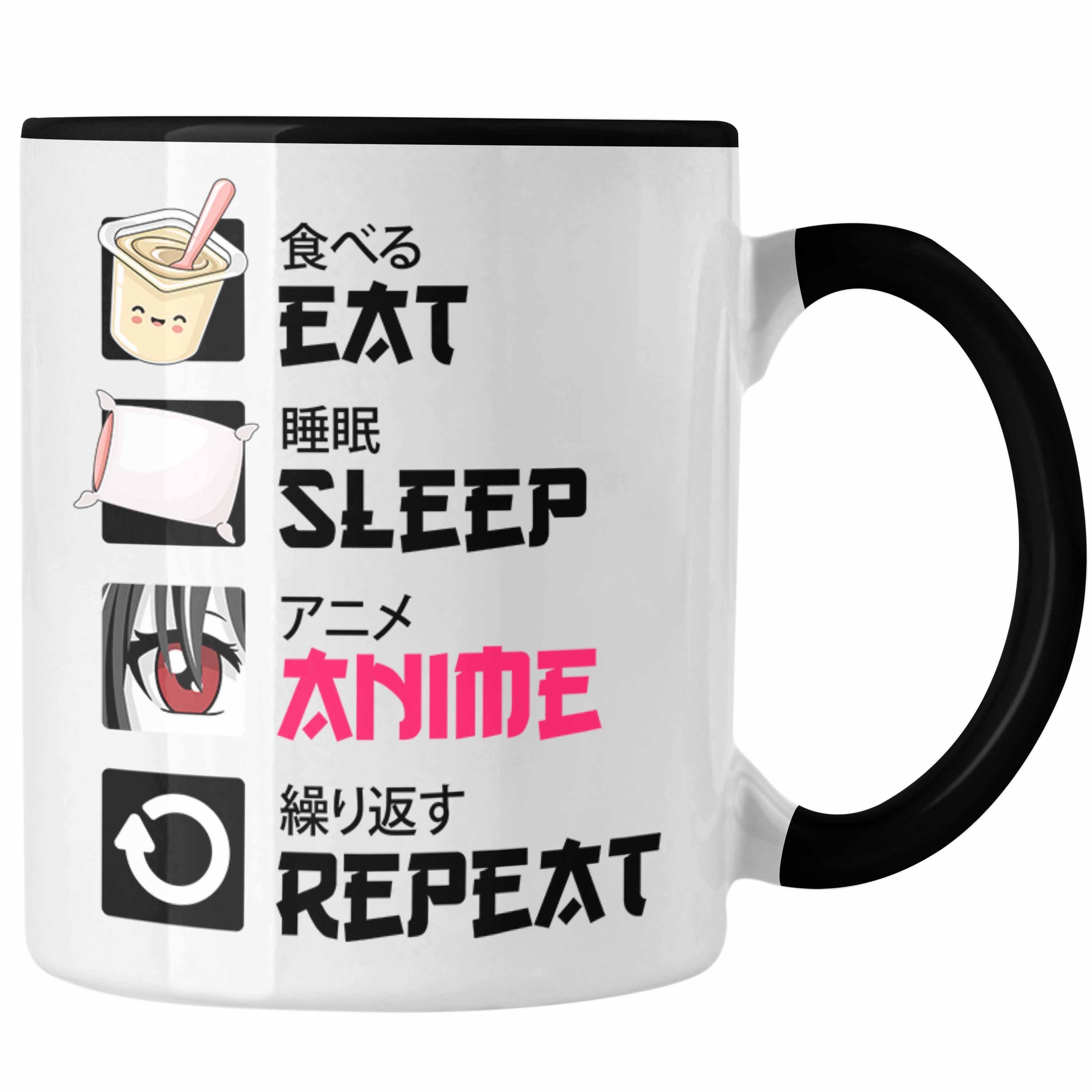 Spruch Deko Kaffeetasse Anime Tasse Schwarz Geschenke Eat Tasse Trendation Geschenk - Sleep Trendation