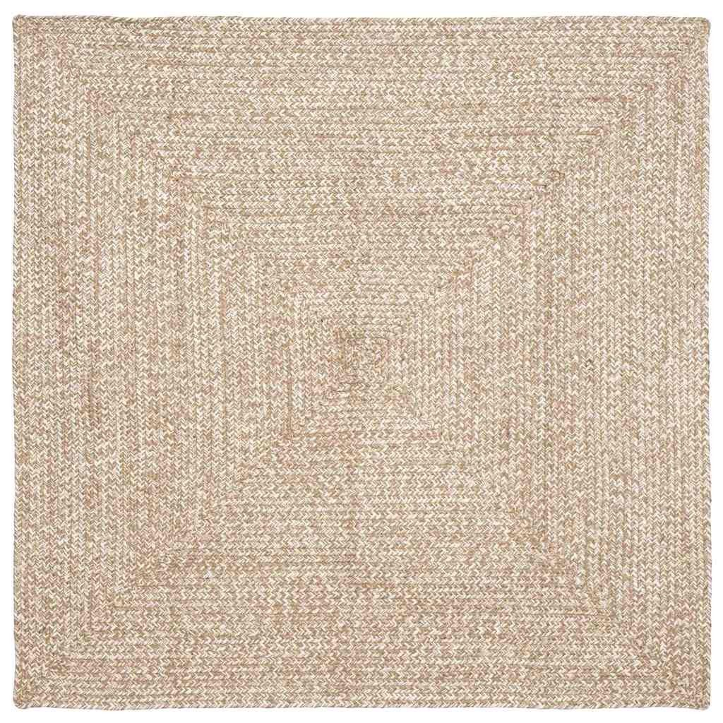 vidaXL Teppich Bereichsteppiche Natürlich und Weiß 120 x 120 cm Jute