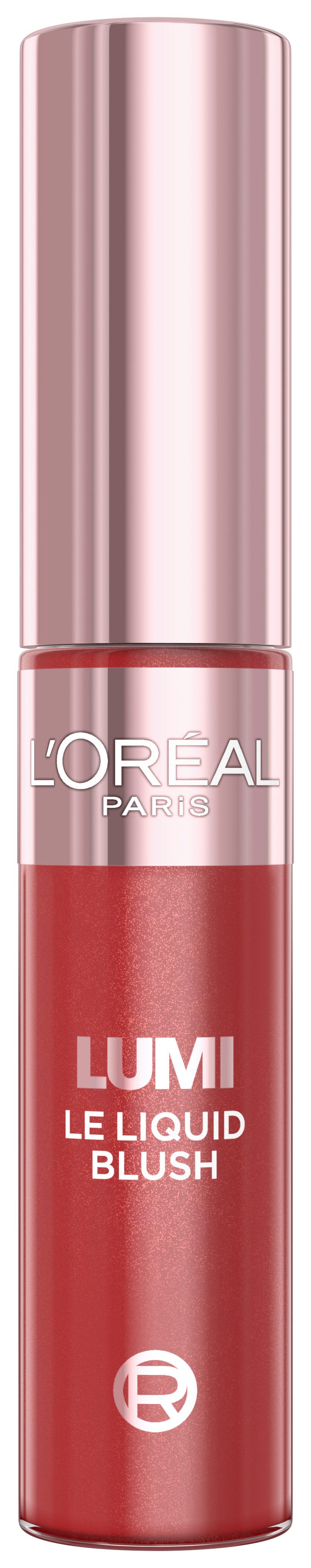 L'ORÉAL PARIS Rouge LUMI LE LIQUID BLUSH GLOWY, flüssige Textur, schimmernde und intensive Farbe, glänzendes Finish