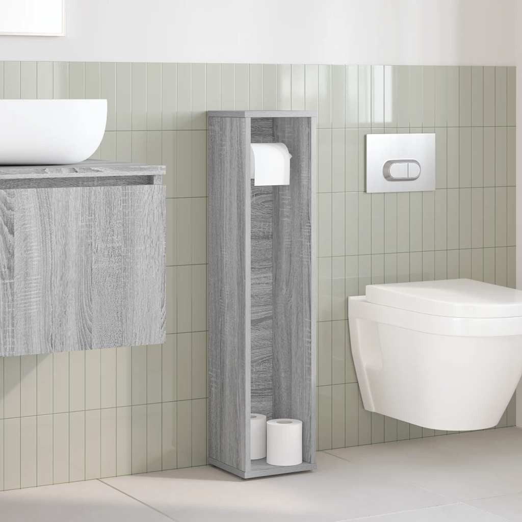 vidaXL Badezimmer-Set Badezimmerschrank mit Rollenhalter Grau günstig online kaufen
