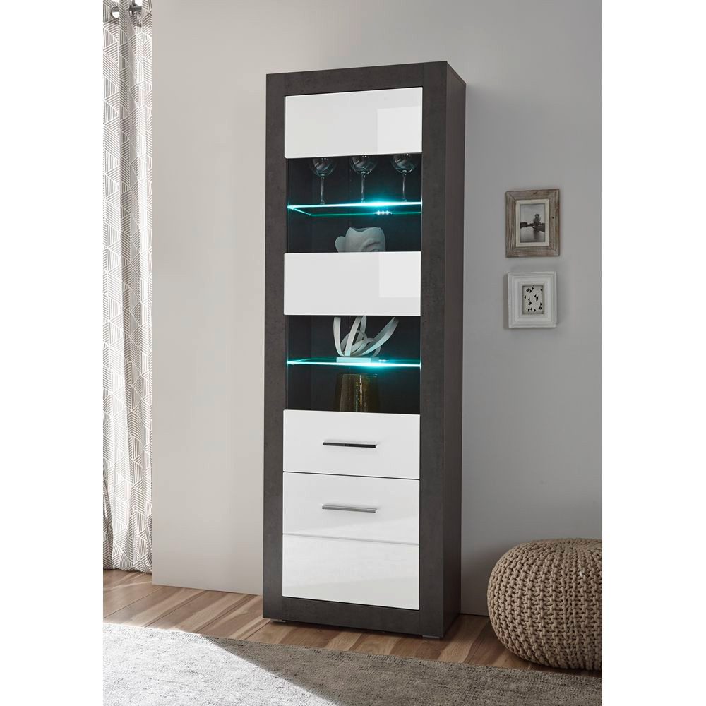 Lomadox Vitrine ETON-61 Standvitrine in Betonoptik günstig online kaufen