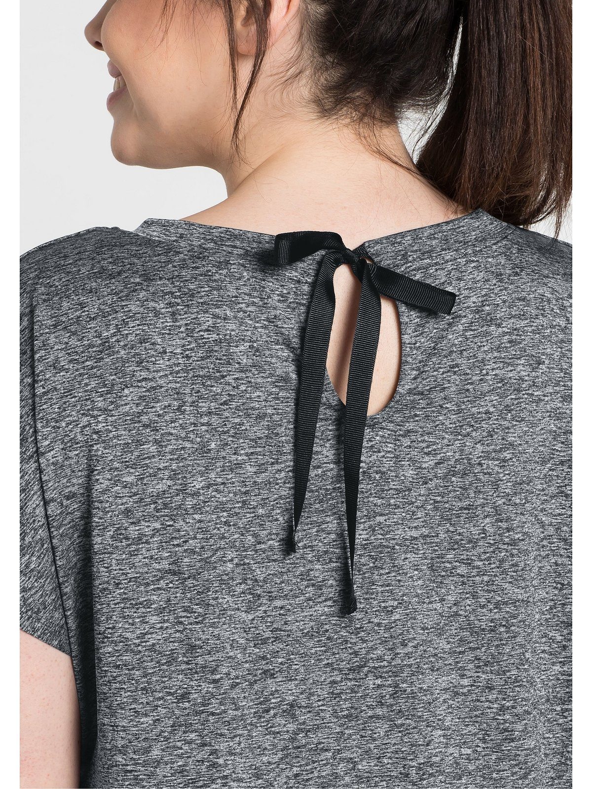 Sheego T-Shirt Große Größen aus grau meliert Funktionsmaterial