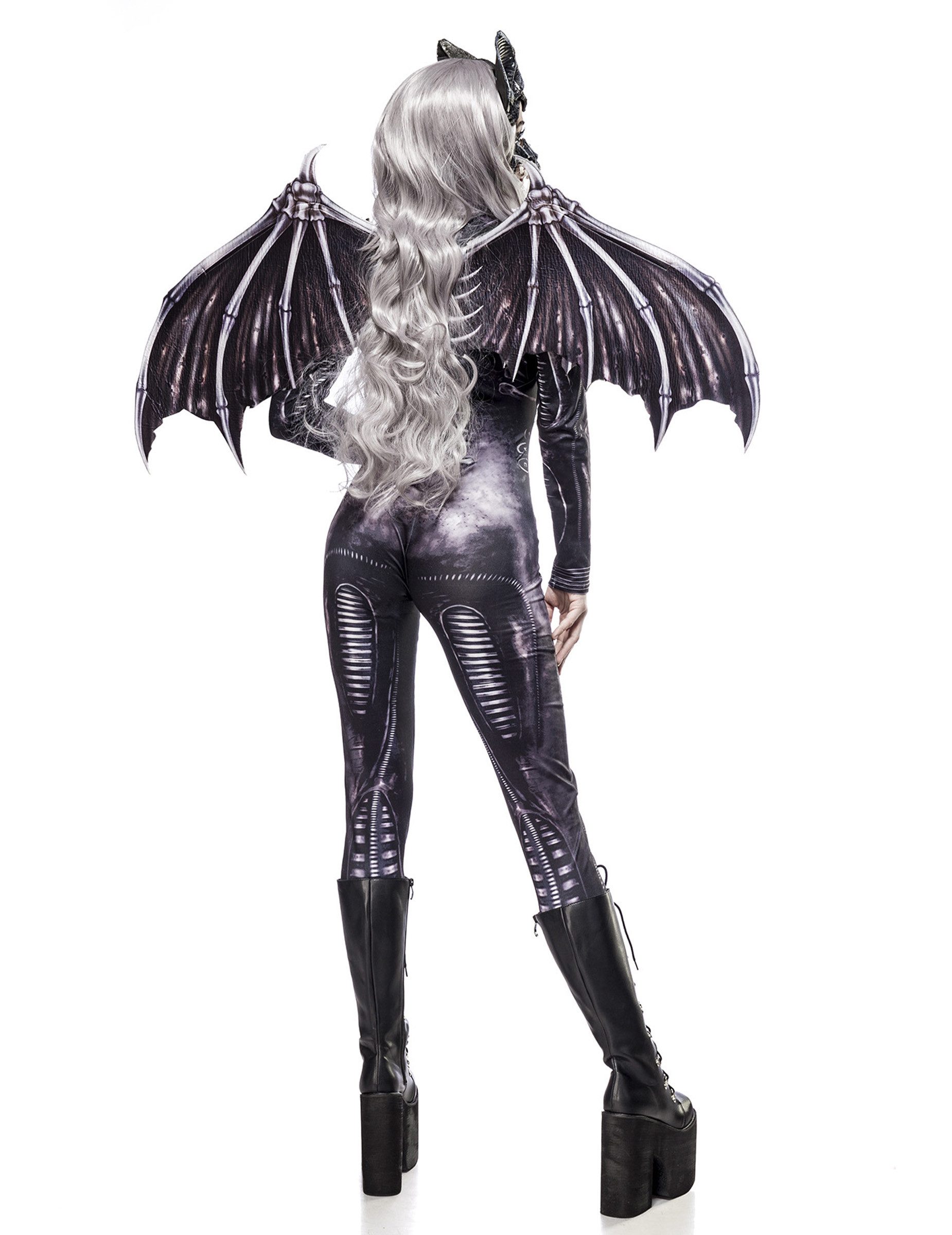 Kostüm Luxuriöses Fledermaus-Skelett-Kostüm für Damen